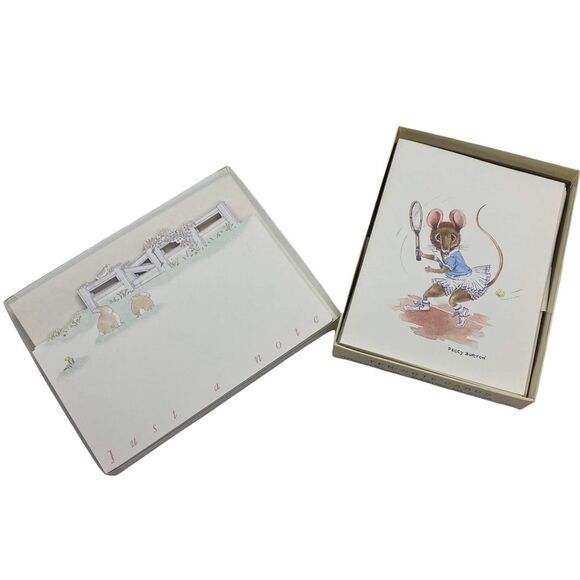 Vintage Blank Cards Bunnies & Mouse by Peggy Burton & Angela Sinno 12pcs Lot - Picture 1 of 11